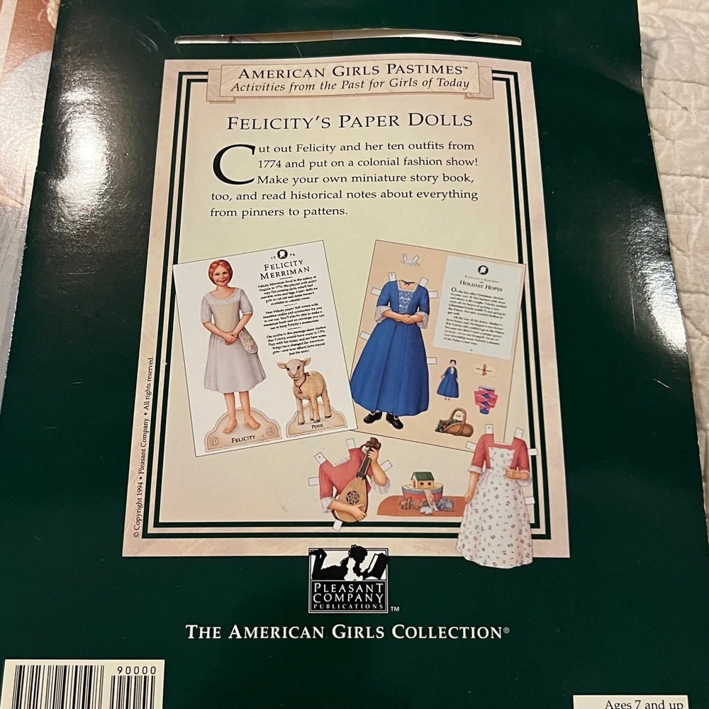 Pleasant Company American Girls Felicity’s paper dolls & Kirstens cook book